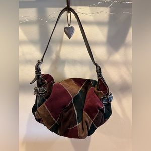 Valentino Garavani HARLEQUIN PATCHWORK Suede Crescent Hobo Sling shoulder bag